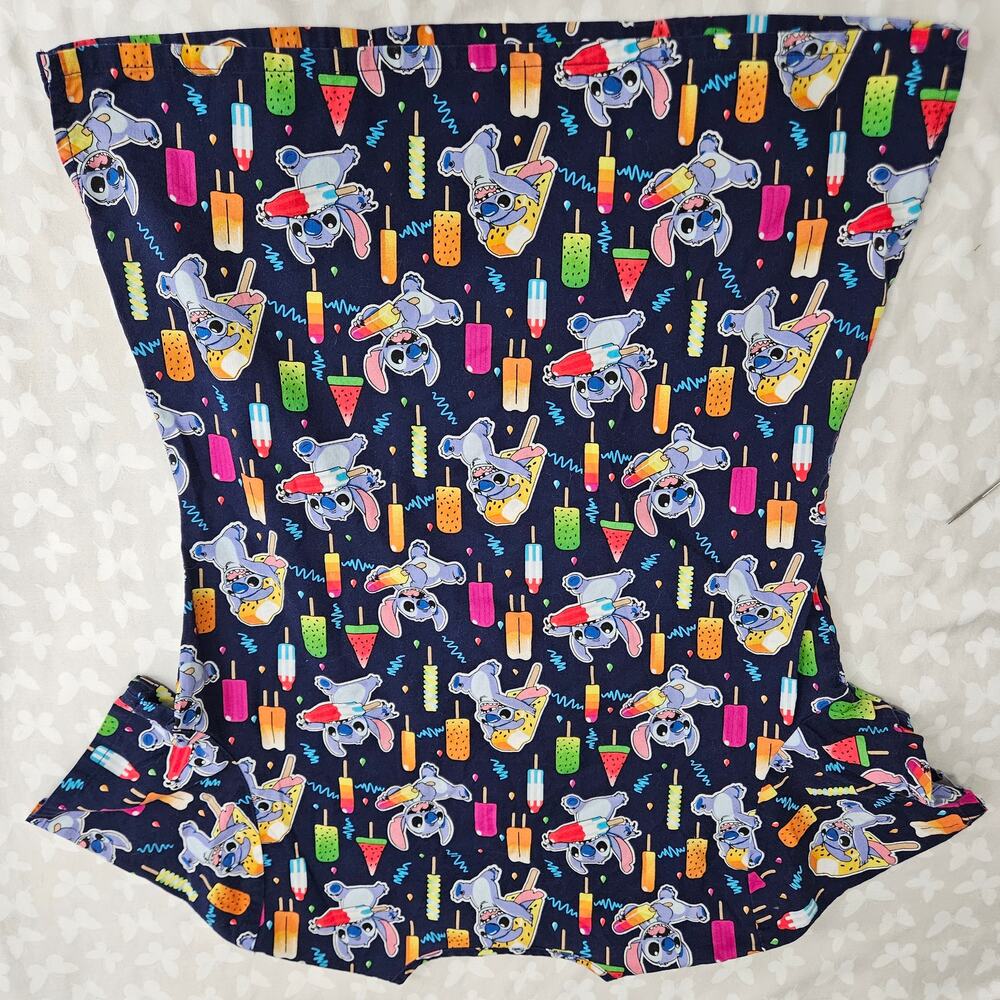 Disney Stitch Popsicle Ice Cream Scrub Top Women's Small Blue Cotton Cartoon Fun - Picture 3 of 9